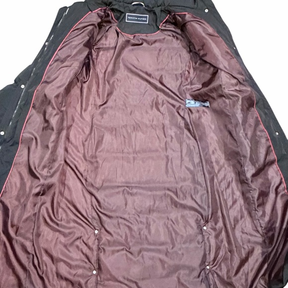 Tommy Hilfiger Black Maxi Long Puffer Coat Quilted Winter Jacket Size L - Picture 9 of 12